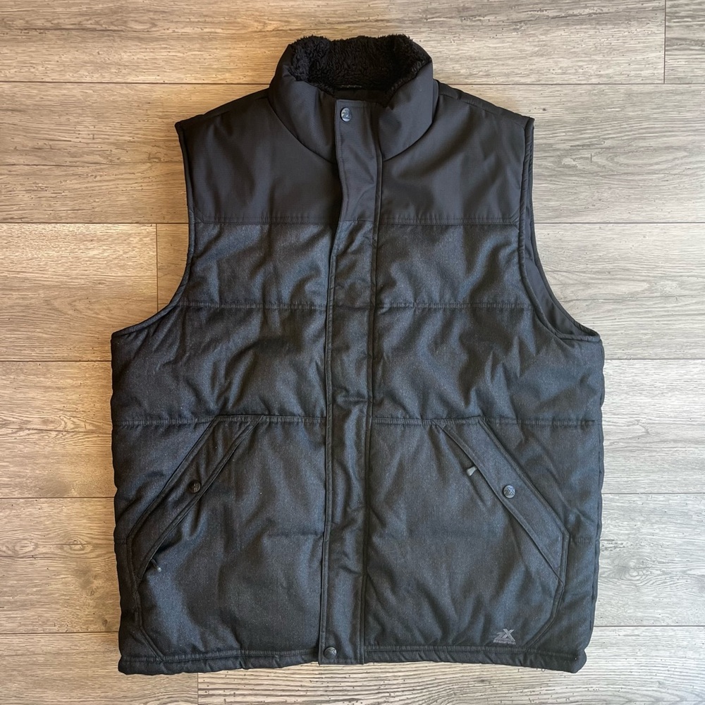 ZeroXposur Men’s Heavy Lined Vest Black Charcoal Zipper Pockets Snap Zipper XXL